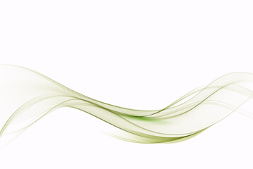 Green wavy lines. Abstract vector background. Smoky transparent green wave.