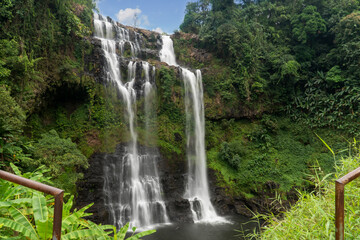 Tad Yuang waterfall in Paksong, Laos. Bolaven Plateau. Nature landscape of waterfall in Laos....