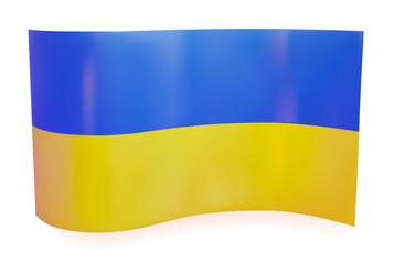 Colorful Ukrainian national wave flag in vector. Realistic Ukrainian symbols on white . Stop war template isolated