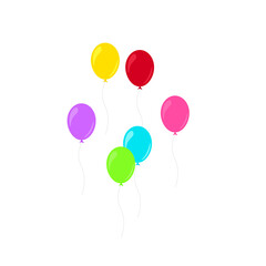 Happy birthday feast, birthday party, many colorful balloons, flat vector illustration and icons
