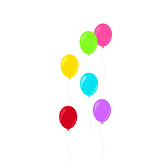 Happy birthday feast, birthday party, many colorful balloons, flat vector illustration and icons