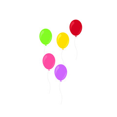 Obraz na płótnie Canvas Happy birthday feast, birthday party, many colorful balloons, flat vector illustration and icons