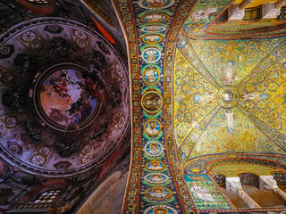 Fototapeta na wymiar View on the mosaics of the church of San Vitale in Ravenna, Emilia Romagna, Italy