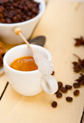 Fototapeta na wymiar espresso coffee with sugar and spice