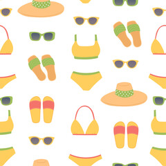 Seamless pattern vector and swimsuits flat design