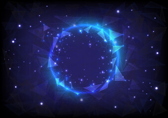 Abstract polygon background. Virtual reality barrier innovation. Futuristic hexagon interface. Digital infographic engineer. Computer data science. Placeholder, landing page