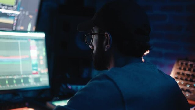 Music producer focused on work