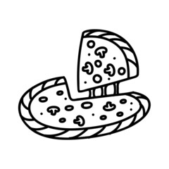 Pizza icon. Hand drawn vector illustration.