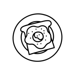 Bread and egg breakfast menu icon. Hand drawn vector illustration.