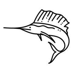 Sailfish icon. Hand drawn vector illustration.