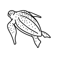 Leatherback sea turtle icon. Hand drawn vector illustration.