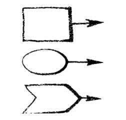 Oval, rectangular and checkbox frame with right arrows Texture doodle hand drawing for infographics. Black frames and arrows for infographics on a white background, vector illustration.