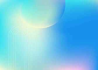 Soft color gradient sphere on Holographic cosmic background can be used for advertising, marketing, presentation, landing page homepage, poster, cards, and flyers.