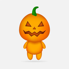 Scary halloween cartoon pumpkin vector. Halloween cartoon costume