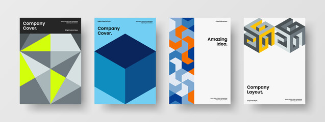 Premium handbill vector design illustration composition. Minimalistic geometric shapes company brochure template set.