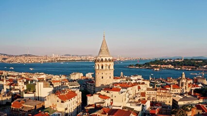 Aerial shot Galata tower, Istanbul, Turkey