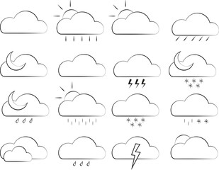 Weather icons report different weather conditions, it could be rain, snow or a sunny day.