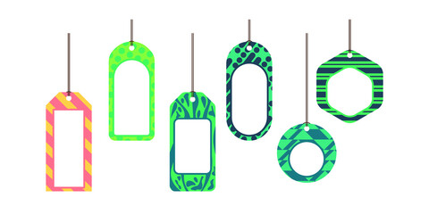 Set of colorful labels for shop. Sale and discounts concept for advertising. Shopping tag templates isolated