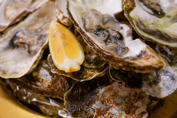 Fresh oysters with lemon