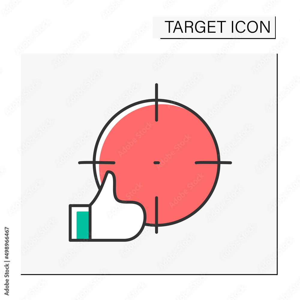 Poster goal color icon. object with concentric circles for shooting practice or contests. goals achieved. t