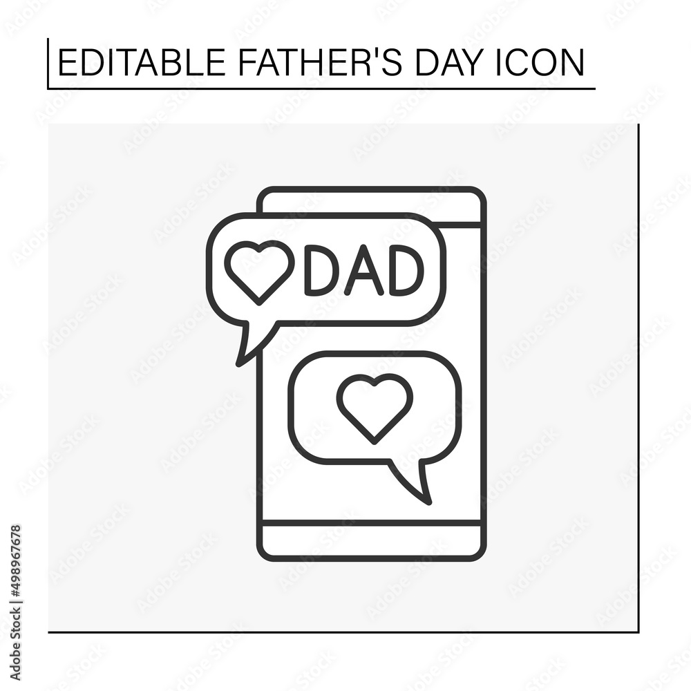 Poster chatting line icon. nice message for father. love and attention for dad. communication on smartphone