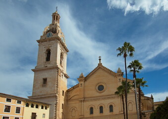 View of Collegiate Basilica of Xativa from Plaça de Calixt III,Xativa,Province Valencia,Spain,Europe
