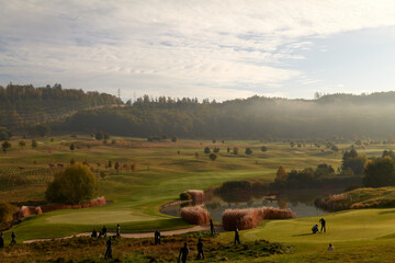 Fototapeta na wymiar morning view over golf course