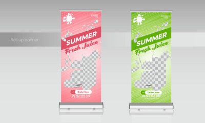 Restaurant business Roll up banner template design with three color variation. Standee Design, Brochure, Vector illustration