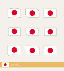 Vector flags of Japan, collection of Japan flags.