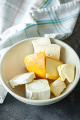 cheese plate assorted cheeses fresh healthy meal food snack diet on the table copy space food background rustic top view