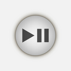 Grey play pause button, flat design style