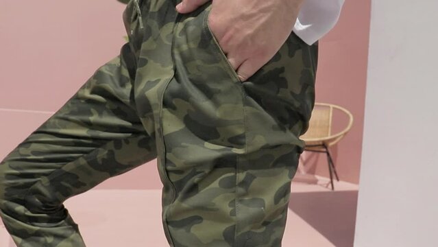 Camo army military joggers for fashion heat absorption during summer
