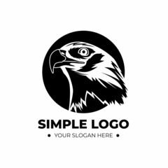Eagle head logo template design with black circle