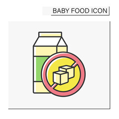 Drink color icon. Delicious organic drink in paper packing. Sugar-free. Vitamin drink. Children nutrition. Baby food concept. Isolated vector illustration