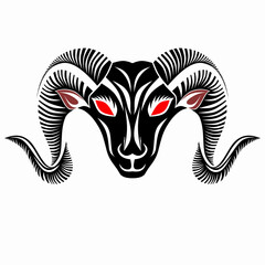 Vector illustration of horned sheep's head
