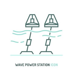 Wave power station icon. Editable vector illustration