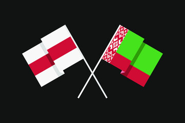 Flags of the Republic of Belarus in national colors. Flat minimal graphic design.