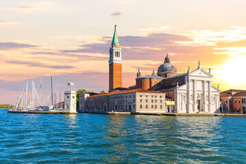 Fototapeta premium Famous San Giorgio Maggiore Island in the lagoon of Venice at sunset, Italy