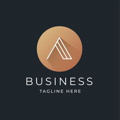 Luxury letter A line logo design template with circle shape style