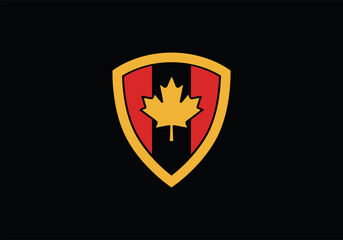 golden Maple shield canadian icon logo symbol design inspiration