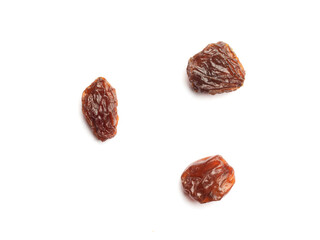 Raisin in bunch, isolated on white background. Macro