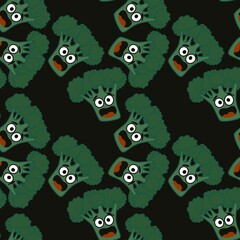 Kids seamless broccoli pattern for textiles and packaging and gifts and cards and linens and wrapping paper
