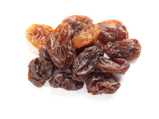 Small bunch of Raisin isolated on white background. Macro. Healthy food concept