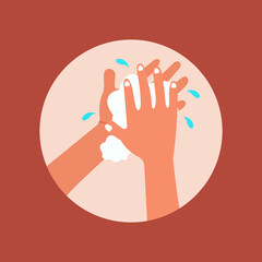 Wash your hands. Illustration how to wash your hands.Vector illustration flat design isolated on background.Disinfection, skin care.