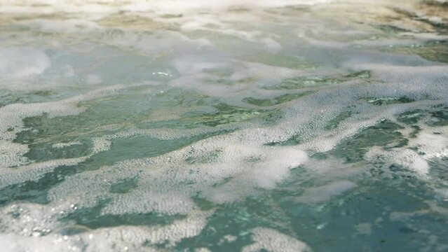 hot tub water and bubbles slowmo static close up