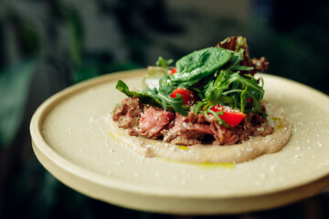 delicious appetizing food on plates
