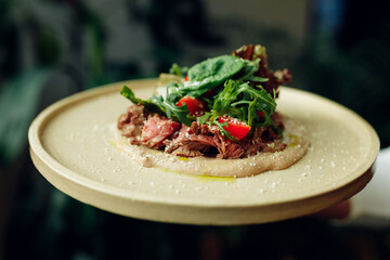 delicious appetizing food on plates