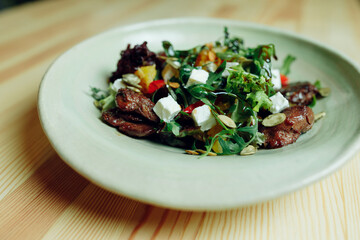 delicious appetizing food on plates