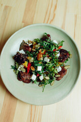 delicious appetizing food on plates