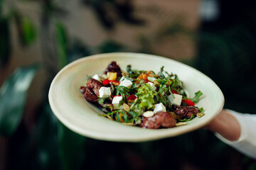 delicious appetizing food on plates